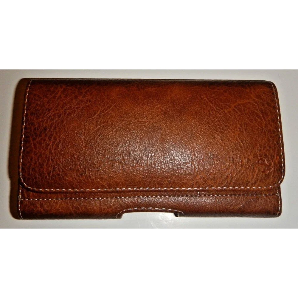 New Leather Belt Clip Phone Holster Case Universal Horizontal Flip Pouch Brown